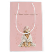 Dog Gromer Spa Cute Dog Personalized Pink Gift Bag Medium Cadeauzakje (Voorkant)