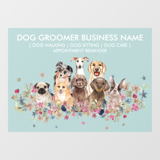 Dog Groom Sitter Greenery Raamsticker (Vel)