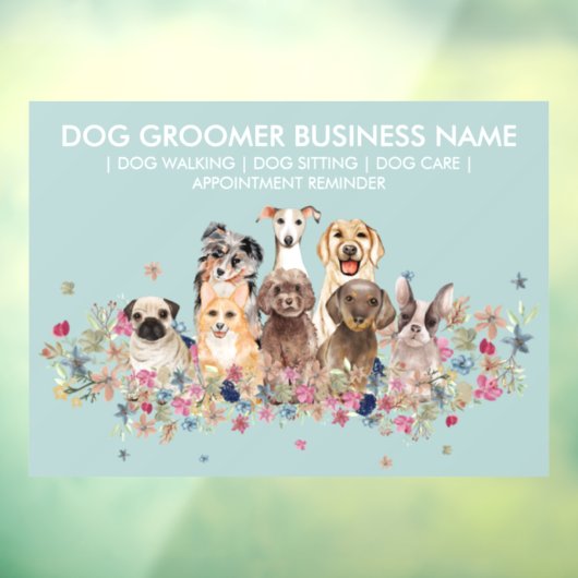 Dog Groom Sitter Greenery Raamsticker (Vel 3)