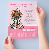 Dog Groomer Ad Spa Yorkie Roze blad Flyer (Hand)