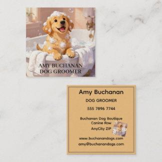 Dog Groomer Business Card Vierkante Visitekaartje
