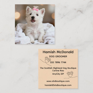 Dog Groomer Business Card Vierkante Visitekaartje