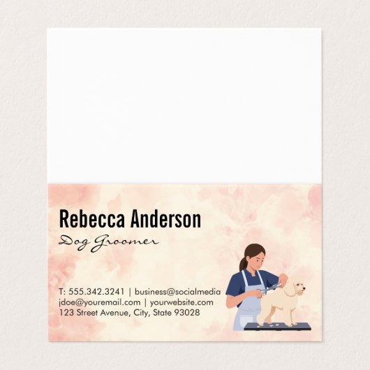 Dog Groomer Cutting Hair Visitekaartje (Buitenkant ongevouwen)