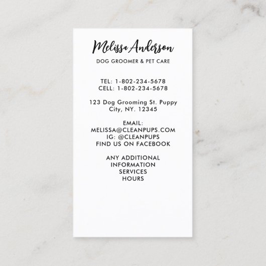 Dog Groomer Funny Cute Puppy French Bulldog Visitekaartje (Achterkant)