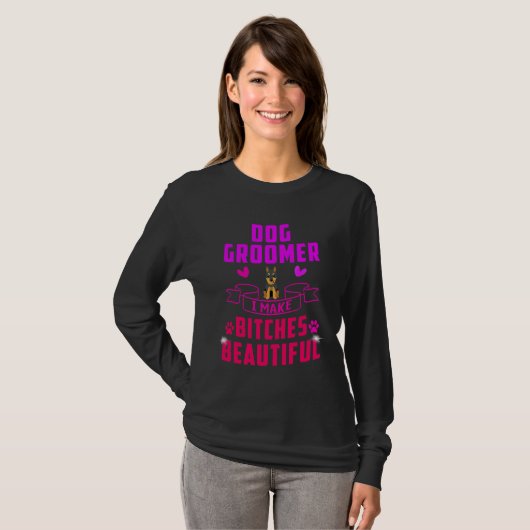 Dog Groomer Funny Dog Groomer Beauty Funny Doberma T-shirt (Voorkant volledig)