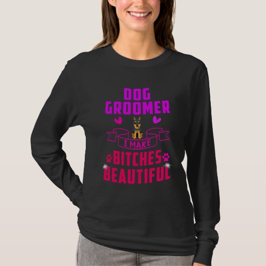 Dog Groomer Funny Dog Groomer Beauty Funny Doberma T-shirt (Voorkant)