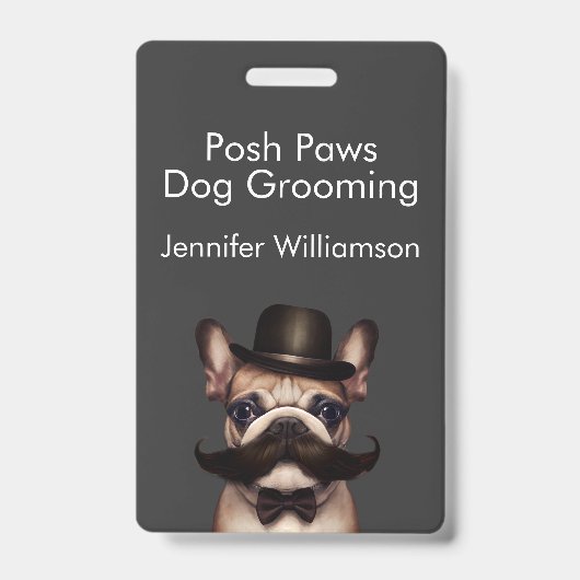 Dog Groomer Funny QR Code Gray Badge (Voorzijde)