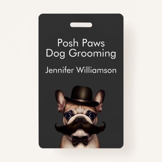 Dog Groomer Funny QR Code Gray Badge (Voorkant)