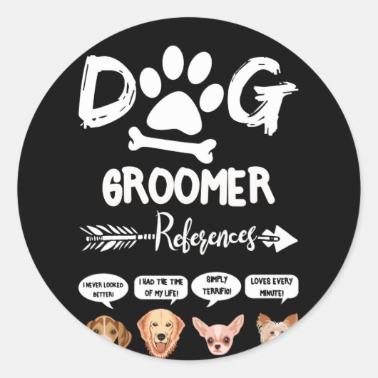 Dog Groomer Gift References Grooming Dog Salon Spa Ronde Sticker (Voorkant)