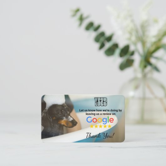 Dog Groomer Google Review Sjabloon met QR - Visitekaartje (Staand voorkant)