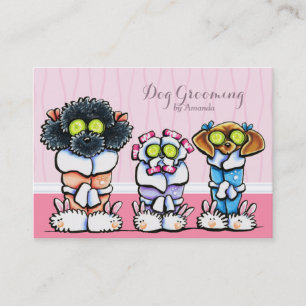 Dog Groomer Grooming Dogs in Robes Pink Visitekaartje