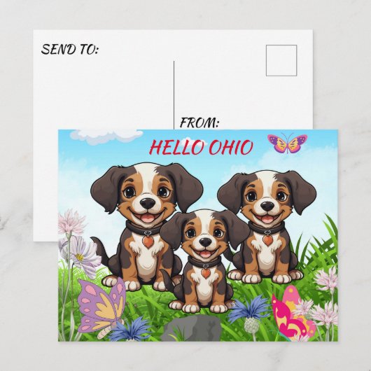 Dog Groomer Happy Puppies Briefkaart (Voorkant / Achterkant)