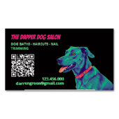 🎀 Dog Groomer Hondenverzorging QR Magnetisch Visitekaartje (Voorkant)