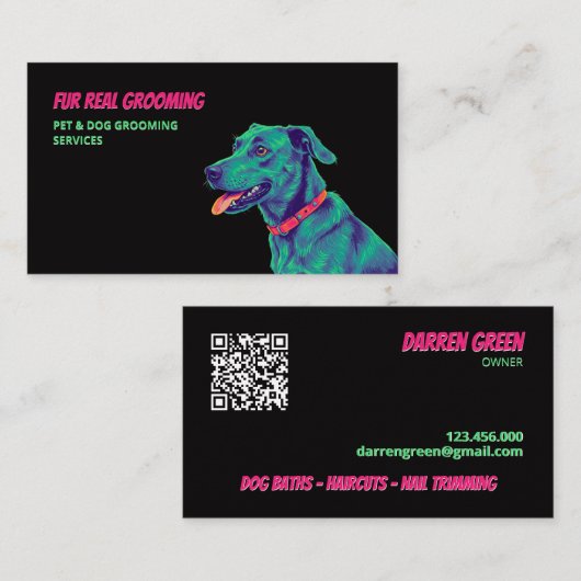 Dog Groomer Hondenverzorging QR Visitekaartje (Voorkant / Achterkant)