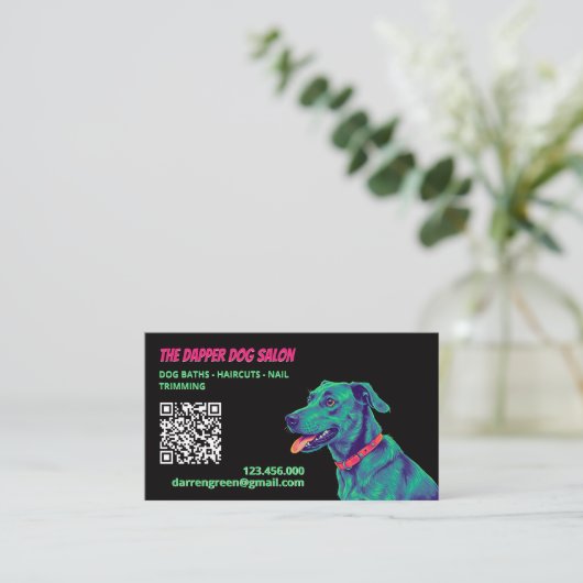 ✂️ Dog Groomer Hondenverzorging QR Visitekaartje (Staand voorkant)