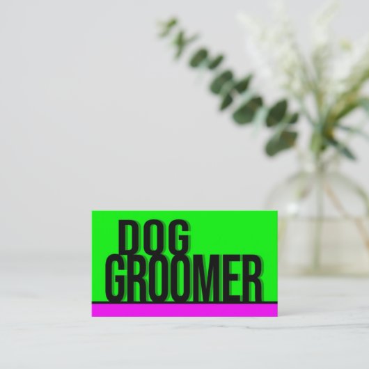 Dog Groomer Hot Green Hot Roze Visitekaartje (Staand voorkant)