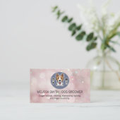 Dog Groomer Logo | Bokeh Sparkle achtergrond Visitekaartje (Staand voorkant)