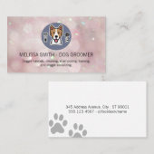 Dog Groomer Logo | Bokeh Sparkle achtergrond Visitekaartje (Voorkant / Achterkant)