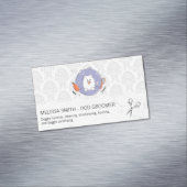 Dog Groomer Logo | Damaspatroon Magnetisch Visitekaartje (Voorbeeld)