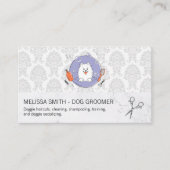 Dog Groomer Logo | Damaspatroon Visitekaartje (Voorkant)