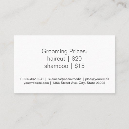 Dog Groomer Logo | salonschaar Visitekaartje (Achterkant)