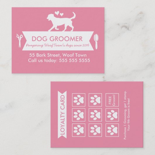 Dog Groomer Loyalty Kaart -  (Voorkant / Achterkant)