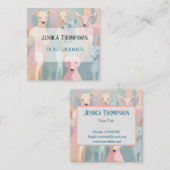 Dog Groomer Minimalistische Dierenillustratie Vierkante Visitekaartje (Voorkant / Achterkant)