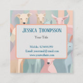 Dog Groomer Minimalistische Dierenillustratie Vierkante Visitekaartje (Achterkant)