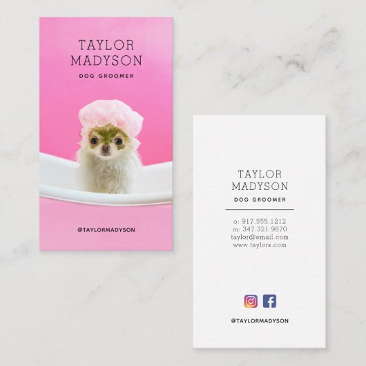 Dog Groomer Pampered Puppy Business Card Visitekaartje (Voorkant / Achterkant)
