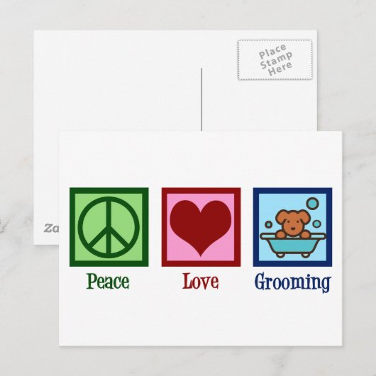 Dog Groomer Peace Love Pet Grooming Briefkaart (Voorkant / Achterkant)
