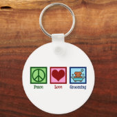 Dog Groomer Peace Love Pet Grooming Sleutelhanger (Voorkant)