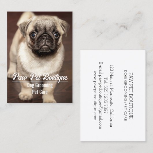 Dog Groomer Pet Care Puppy Walker Visitekaartje (Voorkant / Achterkant)