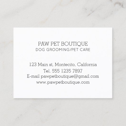 Dog Groomer Pet Care Waterverf Puppy Visitekaartje (Achterkant)