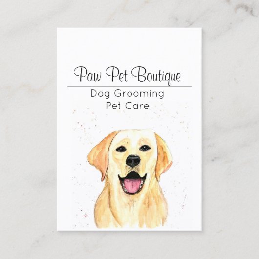 Dog Groomer Pet Care Waterverf Puppy Visitekaartje (Voorkant)