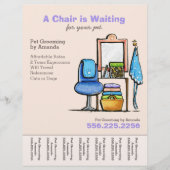 Dog Groomer Pet Salon Stoel Wachten Scheurblad Flyer (Voorkant)