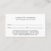 Dog Groomer Pet Sitter Care Appointinder Visitekaartje (Achterkant)