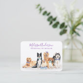 Dog Groomer Pet Sitting Waterverf QR Code Business Visitekaartje (Staand voorkant)