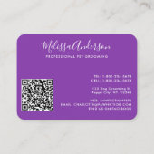 Dog Groomer Pet Sitting Waterverf QR Code Business Visitekaartje (Achterkant)