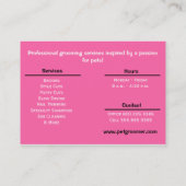 Dog Groomer Pet Spa Business  Roze Visitekaartje (Achterkant)