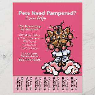Dog Groomer Pet Spa Yorkie Curlers Scheurplaat Flyer