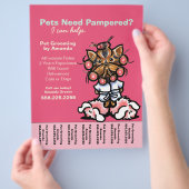 Dog Groomer Pet Spa Yorkie Curlers Scheurplaat Flyer (Hand)