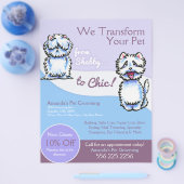 Dog Groomer Shabby Chic Westie Coupon Ad Flyer (Enkel)
