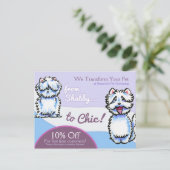 Dog Groomer Shabby Chic Westie Coupon Mailer Briefkaart (Staand voorkant)