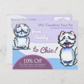Dog Groomer Shabby Chic Westie Coupon Mailer Briefkaart (Voorkant / Achterkant)