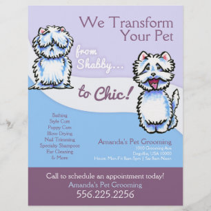 Dog Groomer Shabby Chic Westie Promotion Flyer