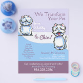 Dog Groomer Shabby Chic Westie Promotion Flyer (Enkel)