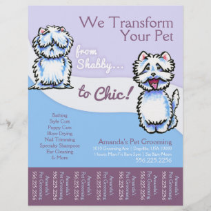 Dog Groomer Shabby Chic Westie Schatblad Flyer