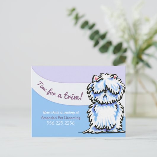 Dog Groomer Shabby Westie Appointment Reminder Briefkaart (Staand voorkant)