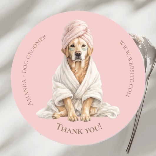 Dog Groomer Spa Personalized Thank You Stickers