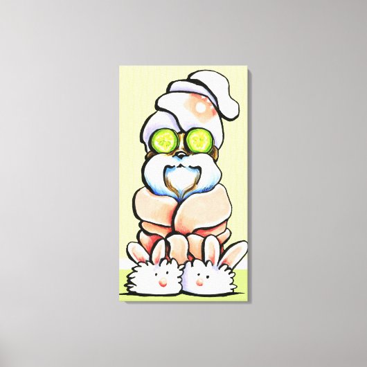 Dog Groomer Spa Robed Shih Tzu Cucumber Canvas Afdruk (Voorkant)